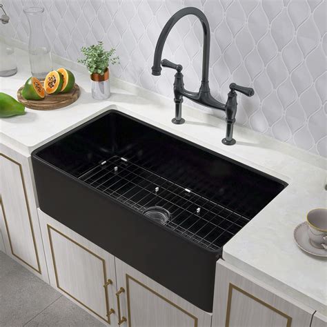 Miuara Black Farmhouse Sink 33 Inch X 18 Inch Fireclay Farmhouse Kitchen Sink Undermount Kitchen