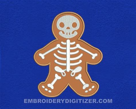 Gingerbread Skeleton Applique Embroidery Design Etsy