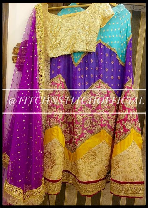 Multi Colored Embroidered Chiffon Lehanga Stitch Color Embroidered