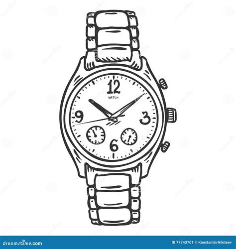 Mens Wrist Watch Line Icon Male Hand Accessory Vector Illustration