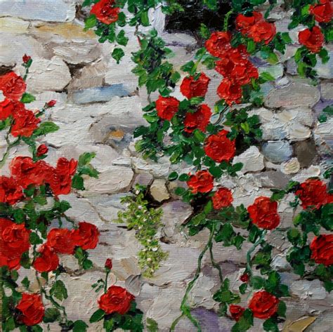 Red Climbing Roses By Jean Nelson