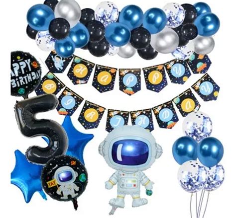 Kit Completo Globos Met Licos Astronauta Fiesta Ni Os Meses Sin