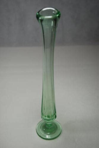 Vintage Uranium Vaseline Green Depression Glass Bud Vase Glass Signed Mi Antique Price