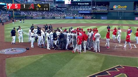 DBacks Phillies Benches Clearing Scuffle After Corbin Carroll Hit By