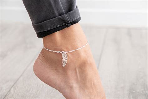 Sterling Silver Angel Wing Ankle Bracelet By Poppyk