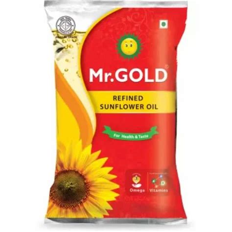 L Mr Gold Refined Sunflower Oil Packaging Type Pouched Packaging