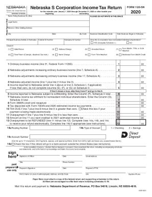 Fillable Online Nebraska S Corporation Income Tax Return Form 1120 SN