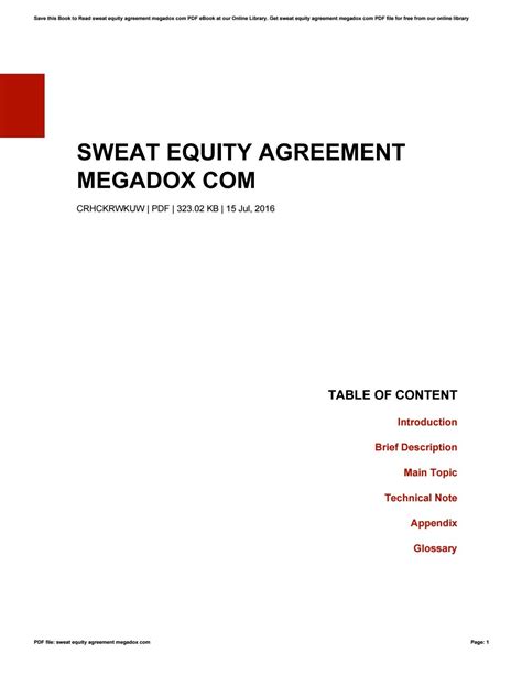 Sweat Equity Agreement Megadox Com By Theresaholford4092 Issuu