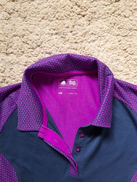 Adidas Golf Blue Purple Polo Shirt T Shirt Top Size S Gem