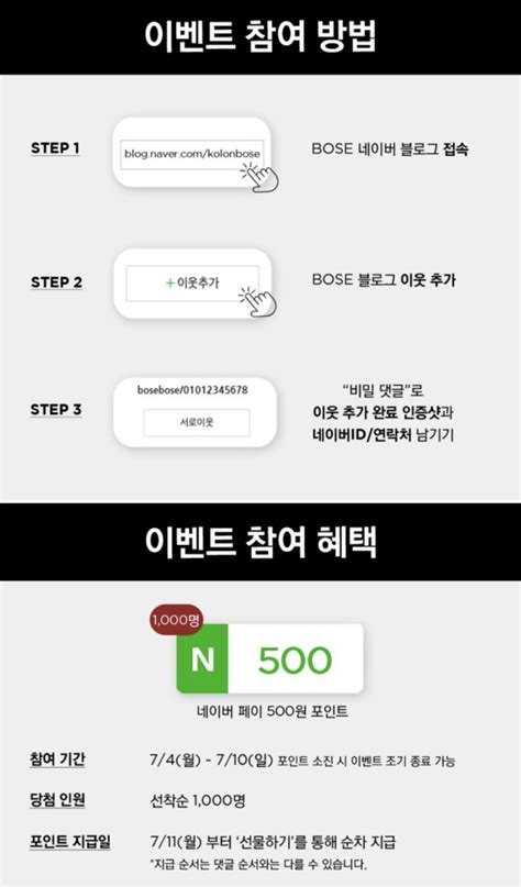 블로그 이웃추가시 네페 500원 선착 1천명 7월 4일~10일 네이버 블로그