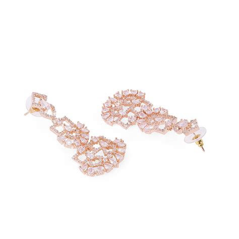 Yellow Chimes Luxurious Looks Rose Gold Toned American Diamond Studded