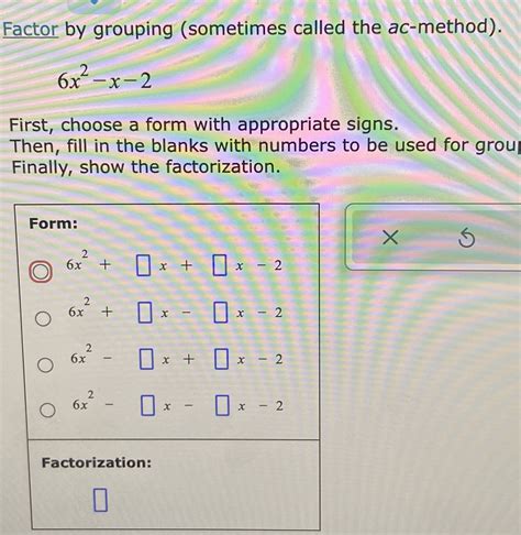 Factor By Grouping Sometimes Called The Ac Method Cameramath