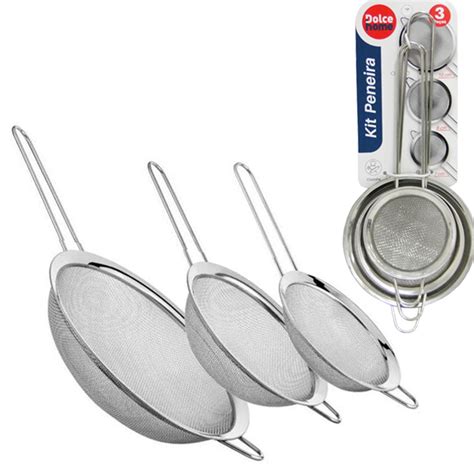 Kit 3 Peneira Coador de Aço Inox Tamanhos 7 8 e 10 cm Shopee Brasil