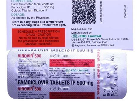 Famciclovir Virovir Mg Tabet Tablets Treatment Virus