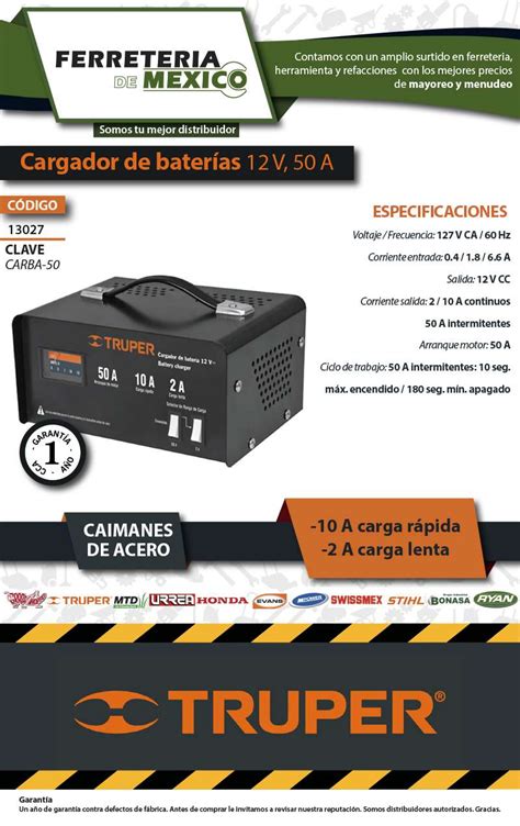 Cargador De Baterías 12 V 50 A Truper Envío Gratis 119300 En