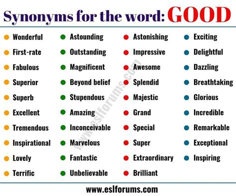 Good Synonym List Of Useful Synonyms For Good Esl Forums Essay