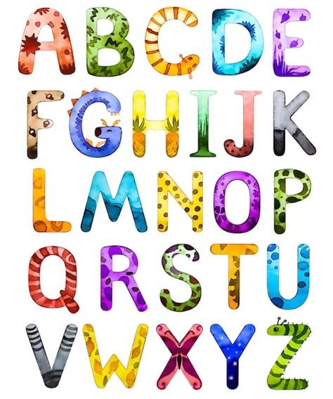 Lettres colorées pour enfants de l alphabet aquarelle Lettre majuscule