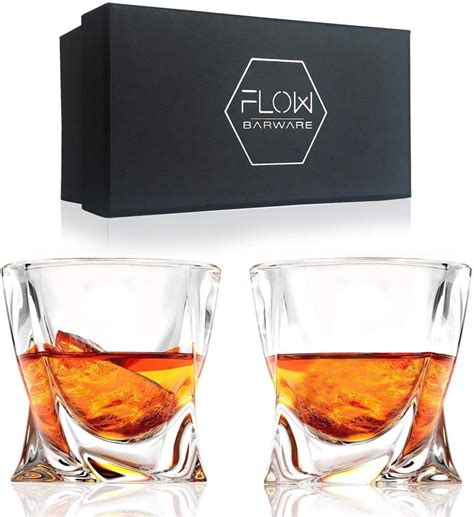 Flow Barware Twist Whiskey Glasses Set Of 2 Twisted Design Whisky