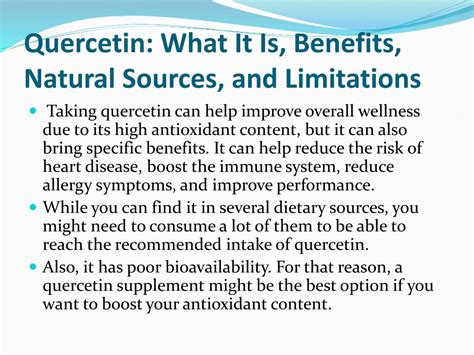 Ppt Quercetin What It Is Benefits Natural Sources And Limitations