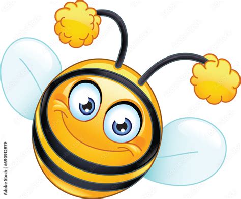 Happy cute bee emoji emoticon Stock Vector | Adobe Stock