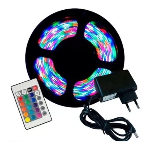 Fita Led Rgb Rolo M Leds Fonte Controle Decora Ao Tens O De