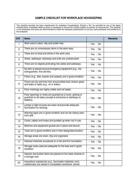 6 Workplace Housekeeping Checklist | PDF | Hazardous Waste | Waste