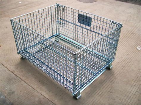 Folding Stackable Steel Wire Mesh Pallet Cage With Galvanized Surface