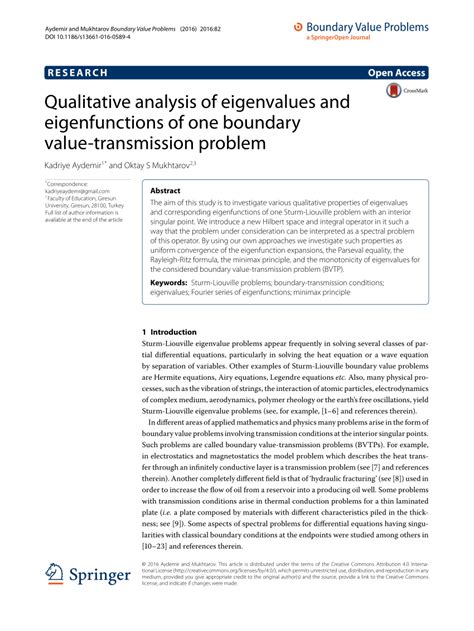 Pdf Qualitative Analysis Of Eigenvalues And Eigenfunctions Of One