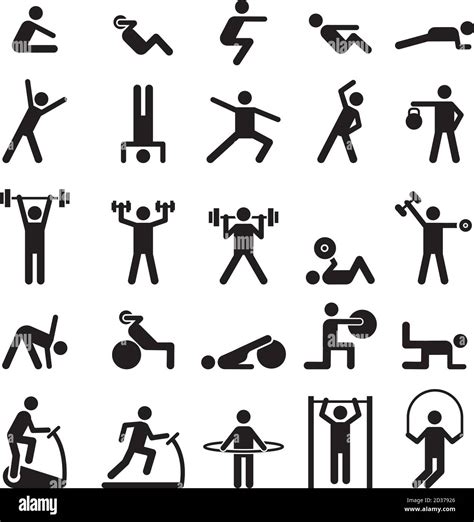 Fitness Piktogramm Charaktere Tun Bungen Sport Figuren Vektor Symbole