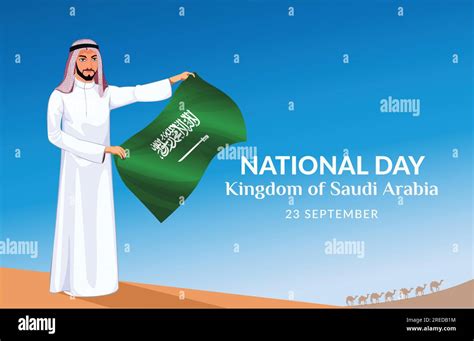 Saudi National Day Kingdom Of Saudi Arabia Flag Day Al Yaom Ul Watany Arab Man Standing With