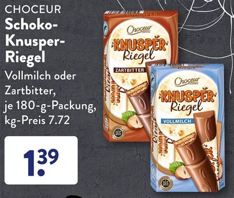 Choceur Schoko Knusper Riegel G Packung Angebot Bei Aldi S D