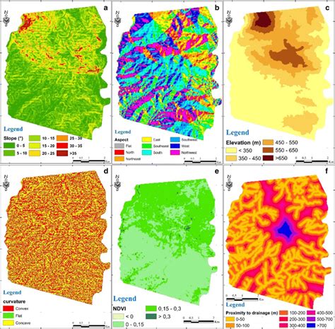 Maps Of Landslide Conditioning Factors A Slope B Aspect C Elevation