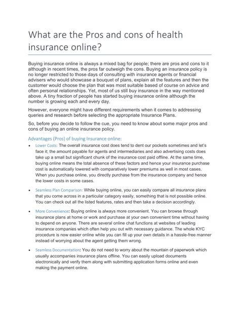 Ppt What Are The Pros And Cons Of Buying Health Insurance Online