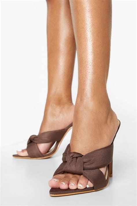 Wide Fit Jersey Knot Detail Mule Boohoo Uk