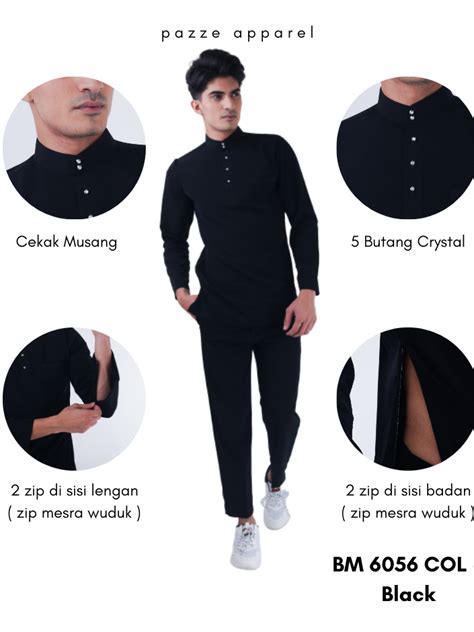 Pazze Baju Melayu Modern Slim Fit Matte Series Black Shopee Malaysia