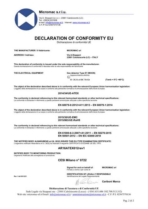 INE7 Dichiarazione di Conformità UE del 09 12 2021