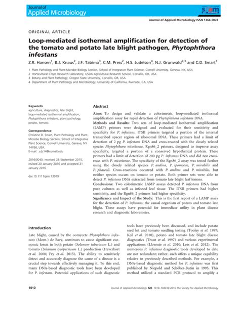 Loop Mediated Isothermal Amplification For Detection Of Phytophthora