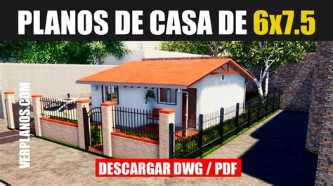 Bajar Planos de casa económica con medidas de 1 piso y 2 dormitorios