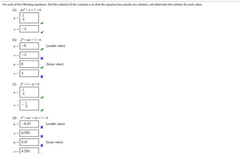 Solved For Each Of The Following Equations Find The Value S Of The