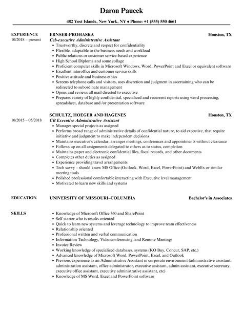 Executive Administrative Assistant Resume Samples Velvet Jobs