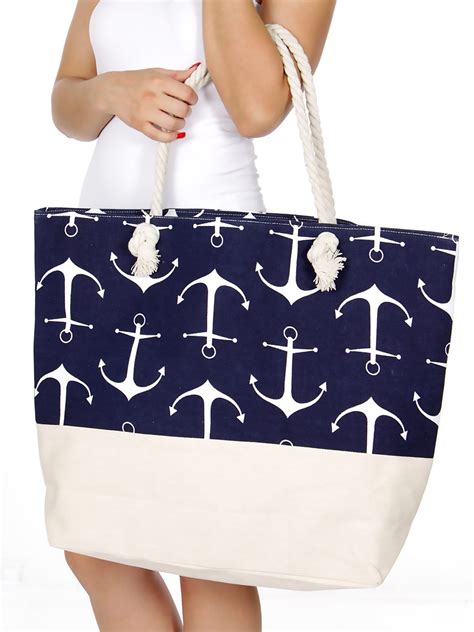 Serenita Extra Large Canvas Beach Bag Anchor Canvas Shopping Bag Canvas Grocery Bag Large