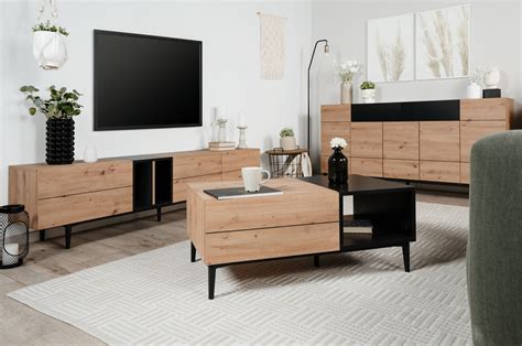 Sideboard Nola In Eiche Artisan Und Schwarz Cm