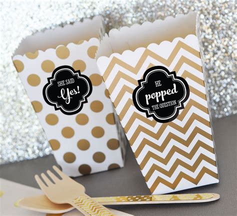 He Popped The Question Popcorn Boxes W Stickers Engagement Etsy