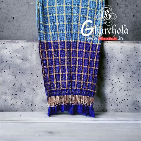 Sky Blue Bandhani Gharchola Dupatta Pure Gaji Silk Gharchola