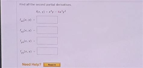 Solved Find All The Second Partial Derivatives