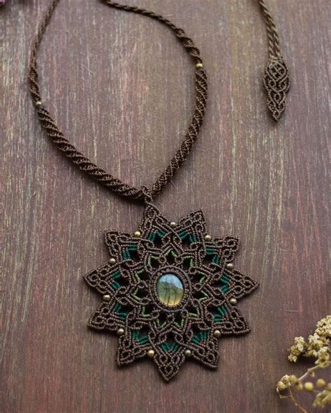 Makramee Mandala Kette Mit Labradorit Collares Finos Joyer A De