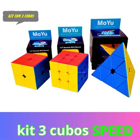 Kit 3 Cubo Mágico 2x2x2 3x3x3 pirâmide Profissional Moyu Shopee Brasil