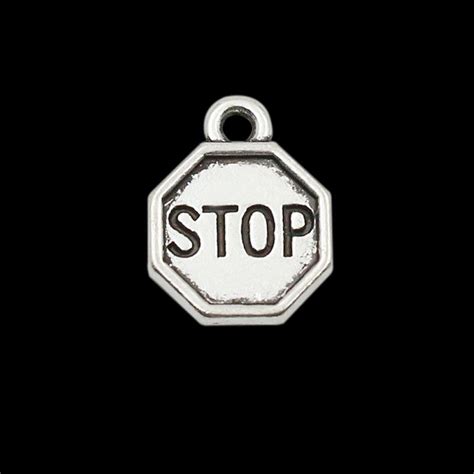 Best Double Sided Traffic Sign Charms Vintage Alloy Stop Jewelry