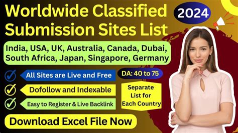 Top And Free Worldwide Classified Submission Sites List 2024 India Usa Dubai Uk Canada