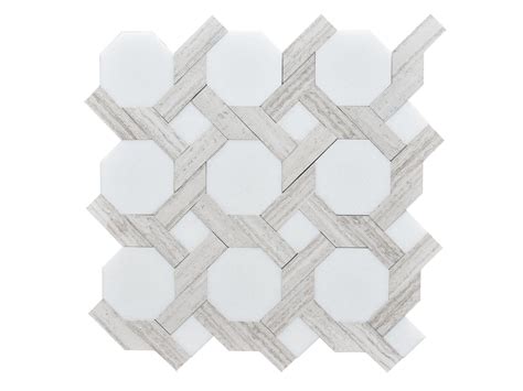 White Thassos & White Stratta Lavita Mosaic, Honed - Decorative Materials